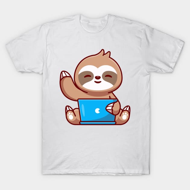 Tech-Savvy Sloth T-Shirt by AdoreedArtist